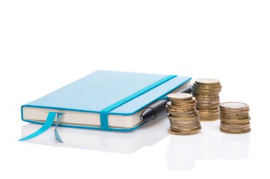Para kazık, cep hesap makinesi ve defter