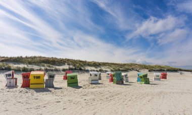 Plaj sepeti, plaj, deniz, Langeoog