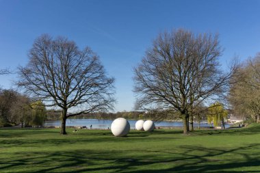 Meadow, balls, Aasee Muenster North Rhine-Westphalia clipart