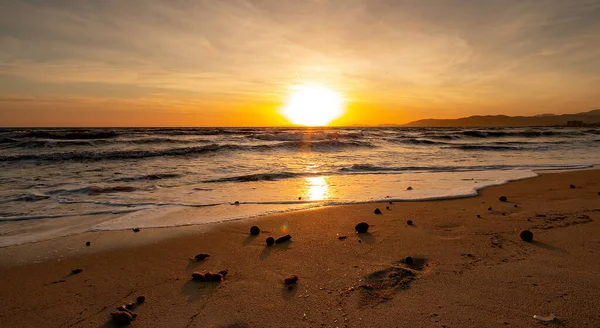 Romantischer Sonnenuntergang Der Playa Palma Mallorca Spanien — Stockfoto