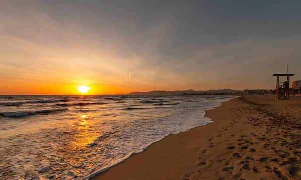 Atardecer Romántico Playa Palma Mallorca España —  Fotos de Stock