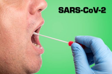 SARS-CoV-2, Covid-19; DNA test tüpü ve pamuk çubuğu, test silme