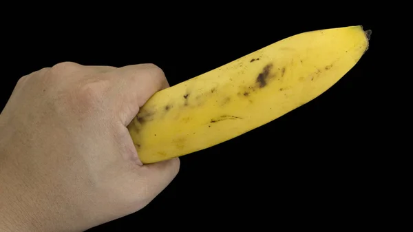 Bananenfrucht Hand Körperteil halten Konzept — Stockfoto