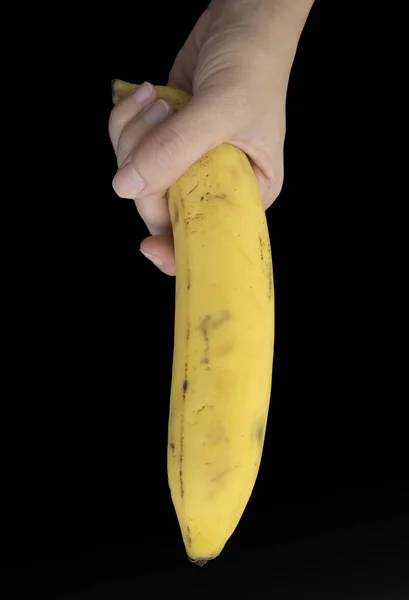 Bananenfrucht Hand Körperteil halten Konzept — Stockfoto