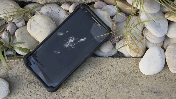 Telefon bruten skada faller olycka krossade knäckt — Stockfoto