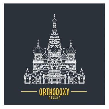 Rus Ortodoks katedrali Kilisesi illüstrasyon. Rus din sembolü. 
