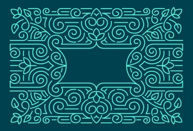 Doğrusal çerçeveler, tasarım şablonu. Tebrik kartı süs tarzı için dekoratif arka plan