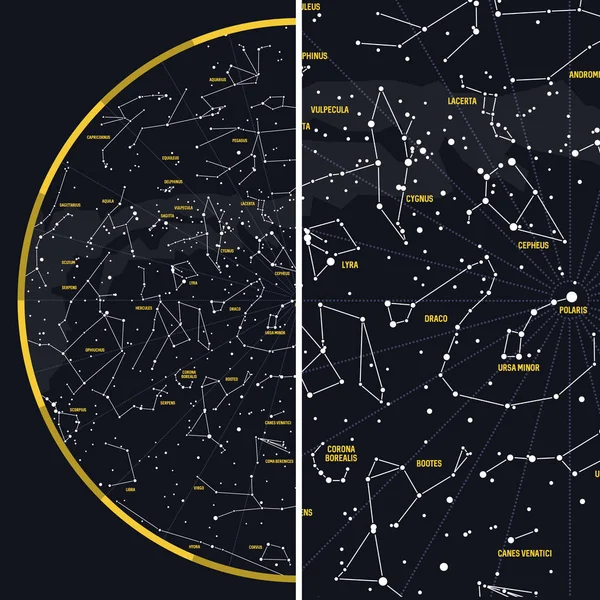 Céu noturno com constelações —  Vetores de Stock