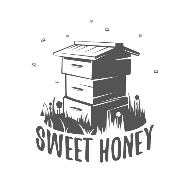 Söt honung. Vektor illustration bikupa. — Stock vektor