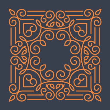  Doğrusal çerçeveler, tasarım şablonu. Tebrik kartı süs tarzı için dekoratif arka plan