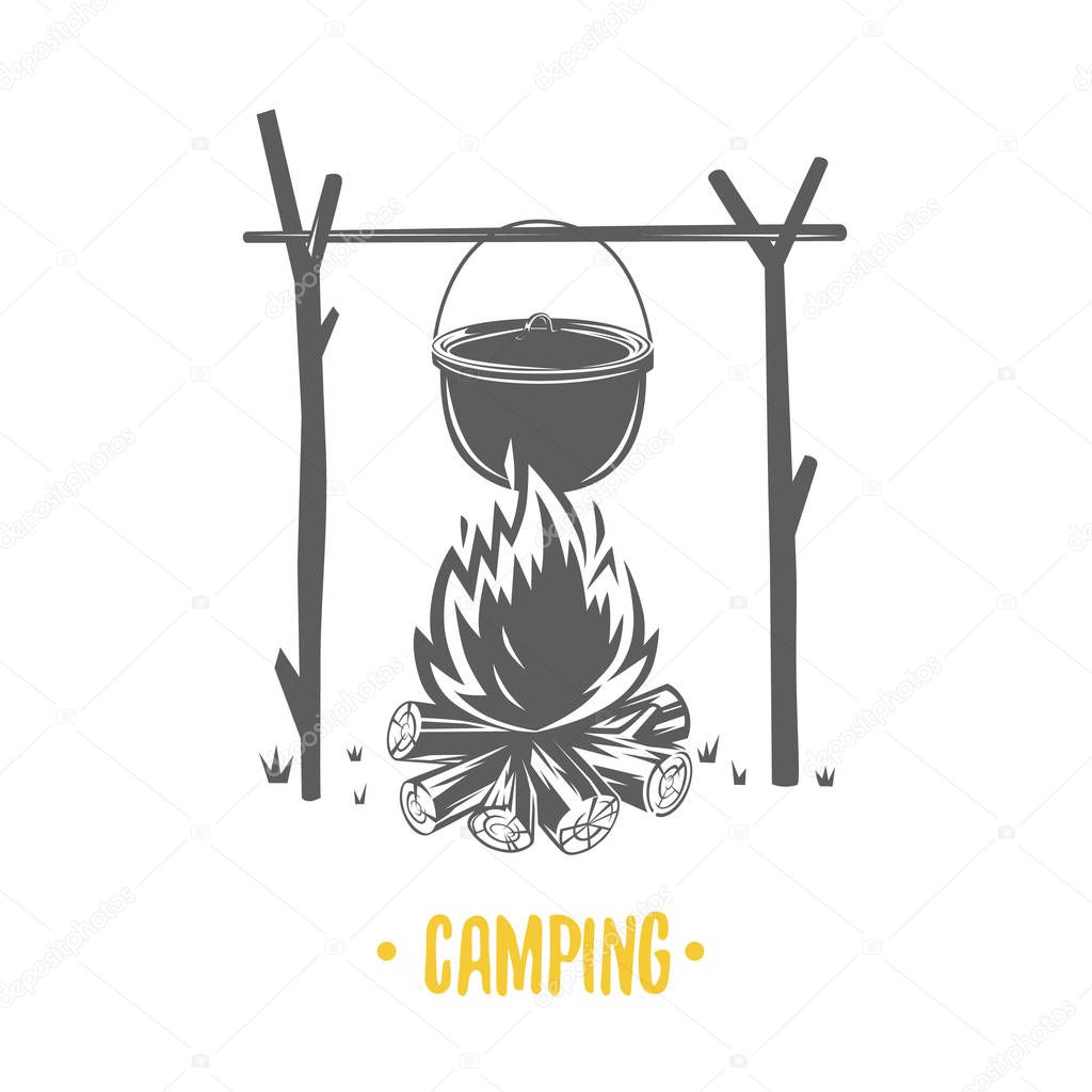 Illustration of bonfire. Camping.