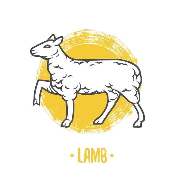Lamb Icon Yellow Isolated White Background — Stock Vector