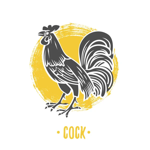 Cock Icon Yellow Isolated White Background — Stock Vector