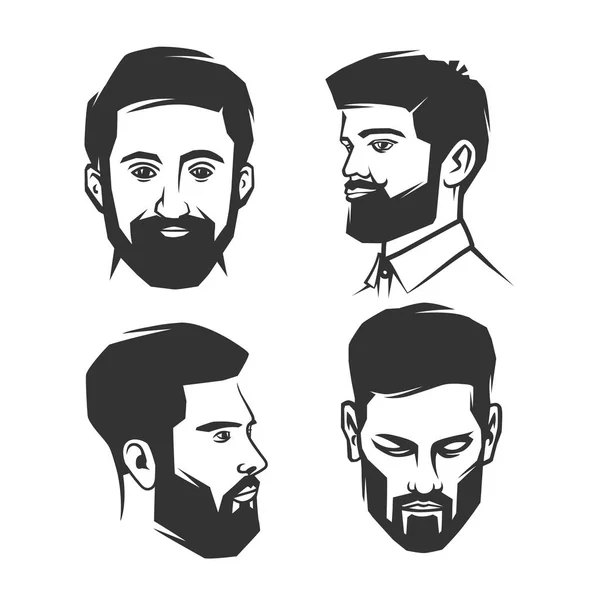 Set Con Diferentes Peinados Masculinos Barbas Bigotes Aislados Sobre Fondo — Archivo Imágenes Vectoriales