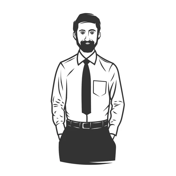 Uomo Camicia Con Cravatta Isolata Sfondo Bianco — Vettoriale Stock