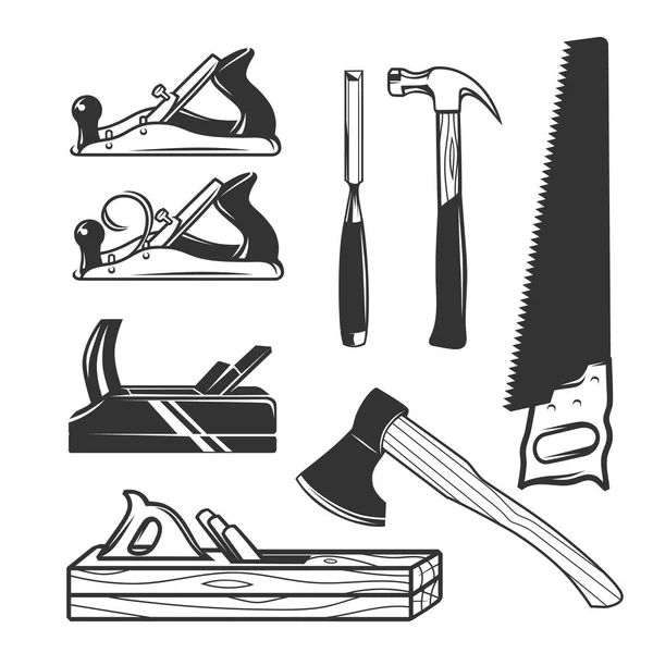 Diferentes Instrumentos Carpintería Aislados Sobre Fondo Blanco — Vector de stock