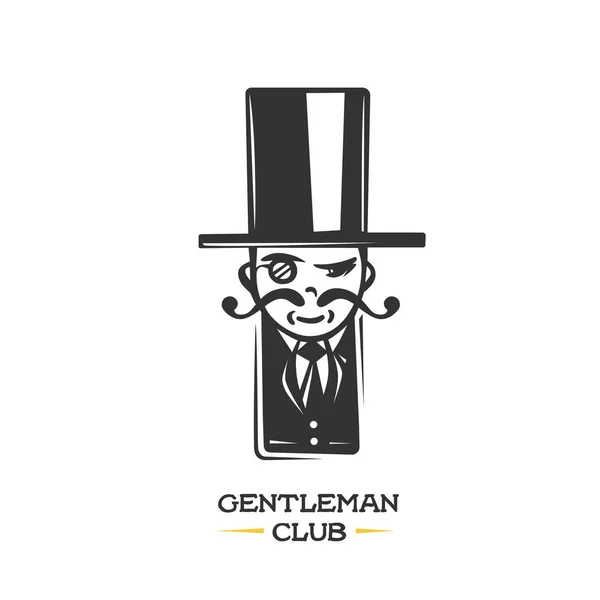 Gentleman Club Logo Isoliert Auf Weißem Hintergrund — Stockvektor
