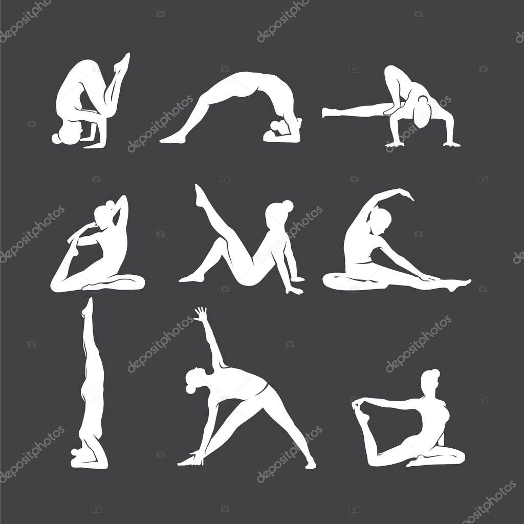 Women silhouettes in different poses