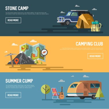 Renkli vektör düz afiş set.