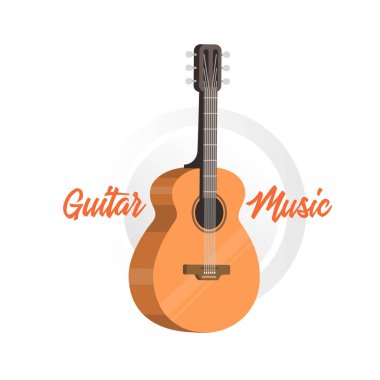 Klasik akustik gitar. İzole siluet klasik gitar.
