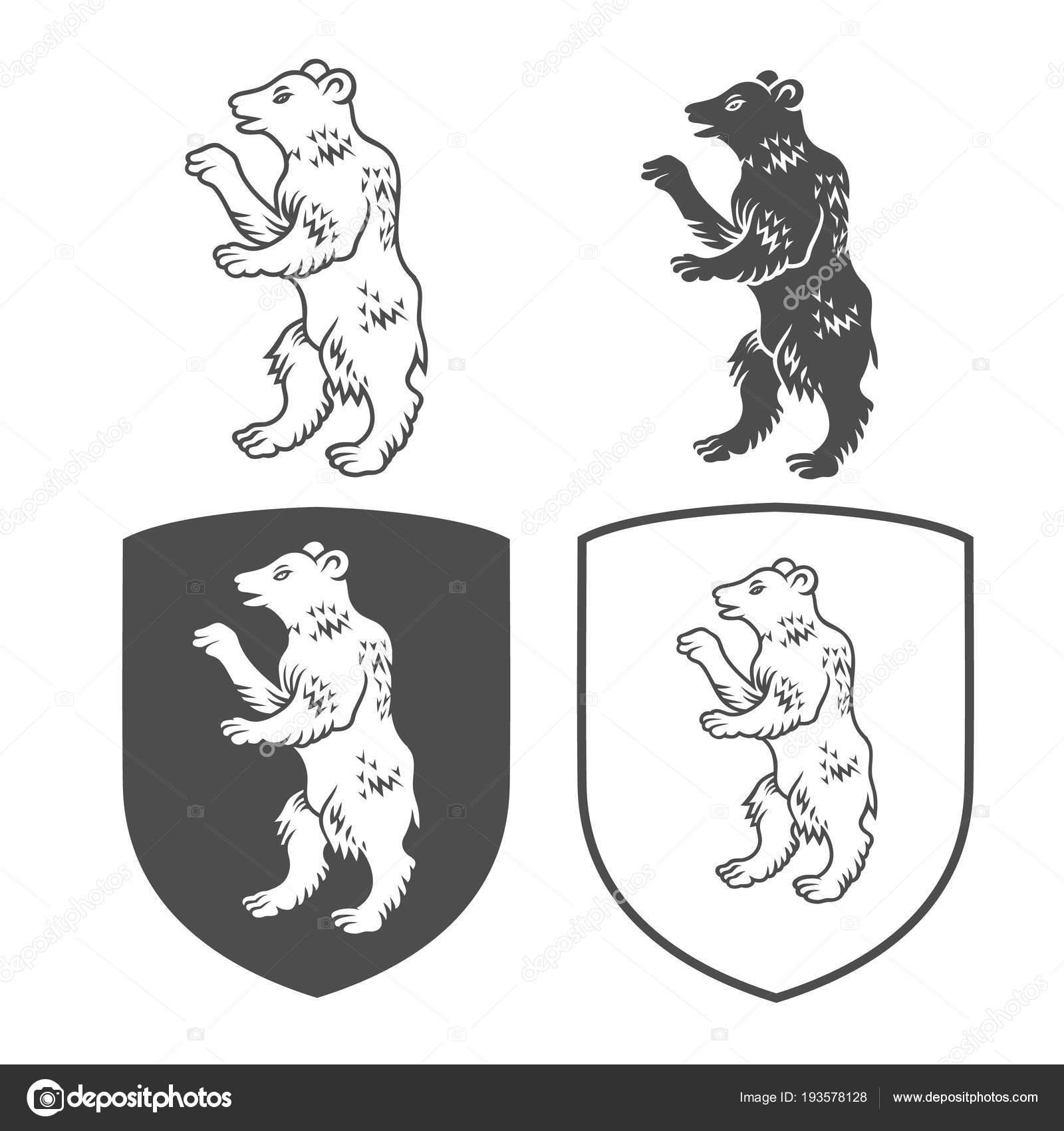 Vector heraldic shields with bear on a white Coat of