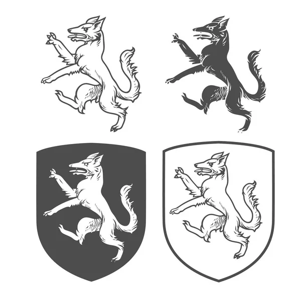 Vector heraldische schilden met hond — Stockvector