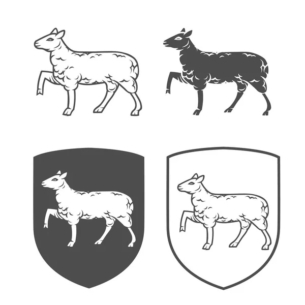 Vector heraldic shields with lamb. — Stock Vector
