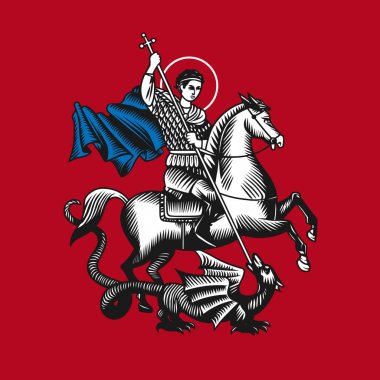 Saint George. illüstrasyon kırmızı zemin üzerine.