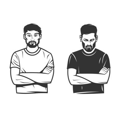 Siyah ve beyaz şık adam logo illüstrasyon.