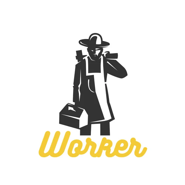 Werkende man voor logo sjabloon. — Stockvector