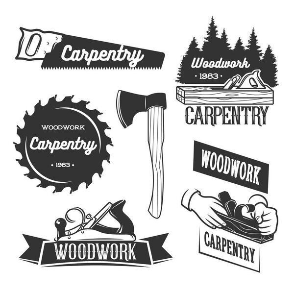 Set of carpentry logo templates.