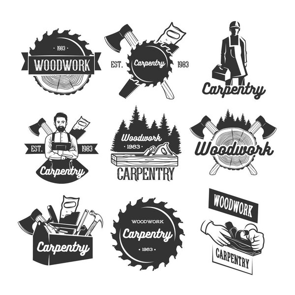 Set of carpentry logo templates.