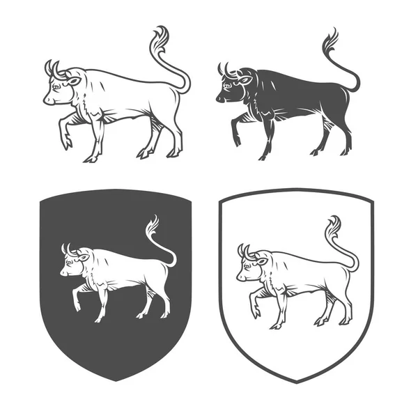 Logo of bull Coat of arms, heraldry — Stock Vector
