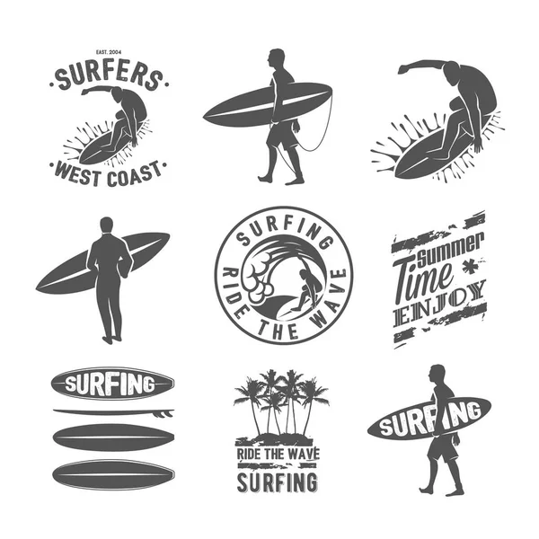 Logo de surf. Monta la ola. Piloto de surf . — Vector de stock