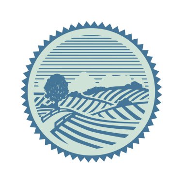 Çiftlik logosu. Siyah beyaz resim.