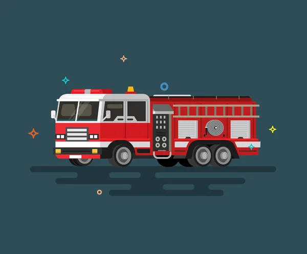 Ilustración vectorial del camión de bomberos plano . — Vector de stock