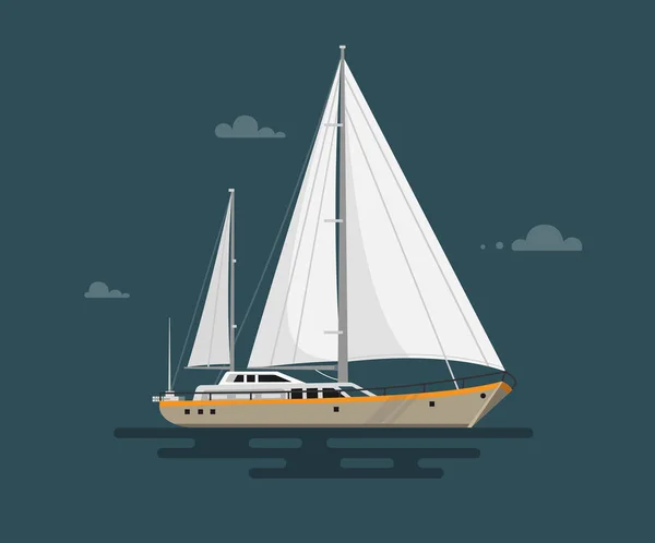 Vector illustration of flat yacht. — Stock Vector