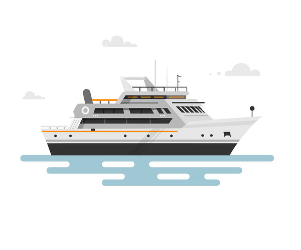 Vector illustration of flat motor yacht boat.