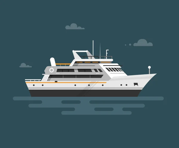 Vector illustration of flat motor yacht boat.