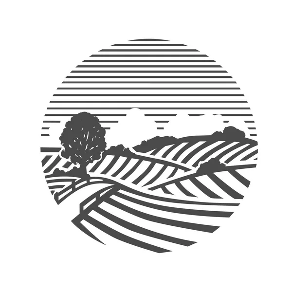 Logo de granja. Ilustración en blanco y negro . — Vector de stock