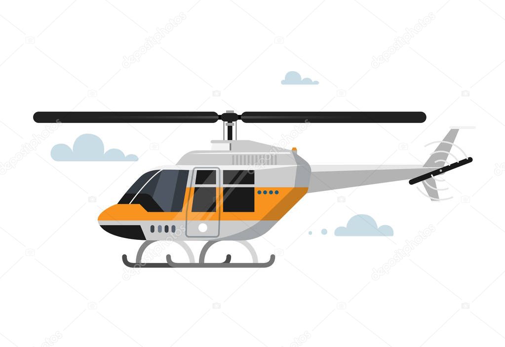 Vector illustration of flat helicopter. 