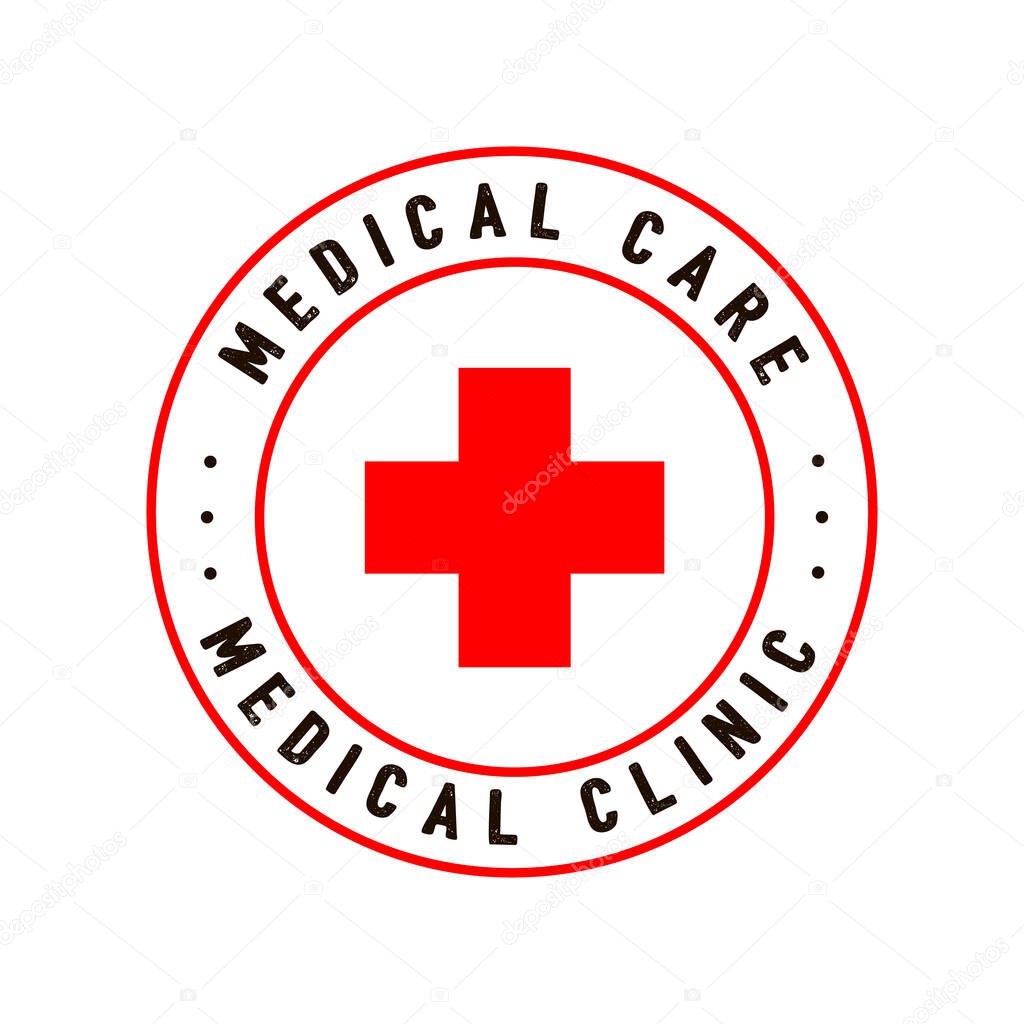 Cross red hospital medical vector sign. Color vector object.