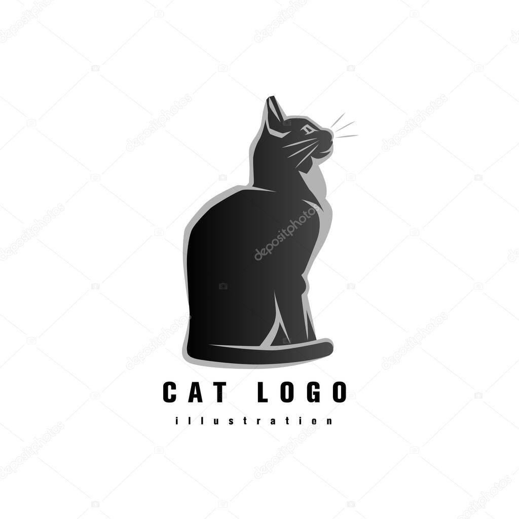 Logotype of the cat. Vector illustration. Black and white vector object.
