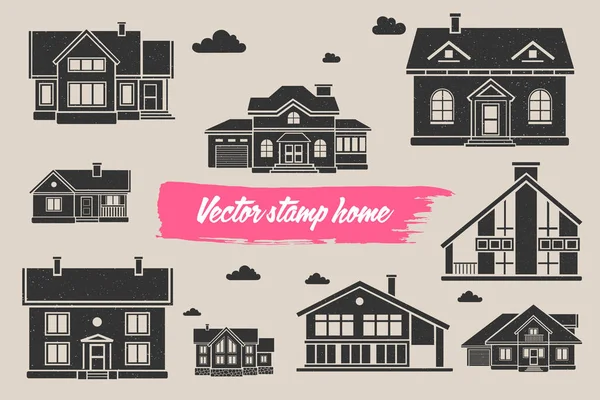 Casas ícones definidos. Imóveis . — Vetor de Stock