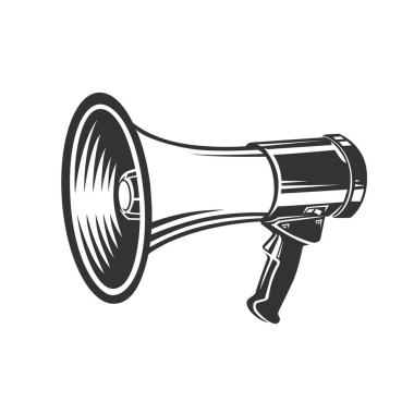 Megafon tasviri. Konuşmacı. Monokrom tarzı. beyaz arkaplanda izole.