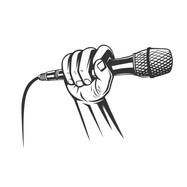 Hand Holding Microphone Fist Vector Illustration — Stock Vector