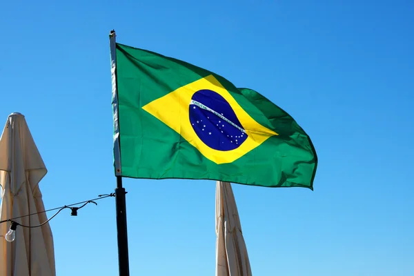 Brasil flag on the beach — Stock Photo, Image