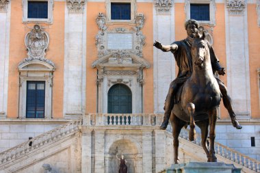 Statue Marco Aurelio at the Capitoline Hill in Rome, Italy clipart