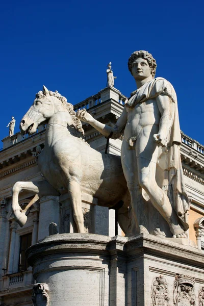 Statue of Castor with a horse in front of the Capitol Square, Ro — Stock Photo, Image