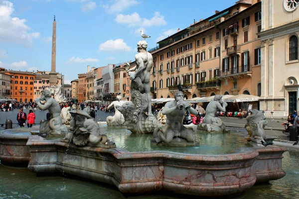 Olaszország, Róma Piazza Navona, a kút — Stock Fotó